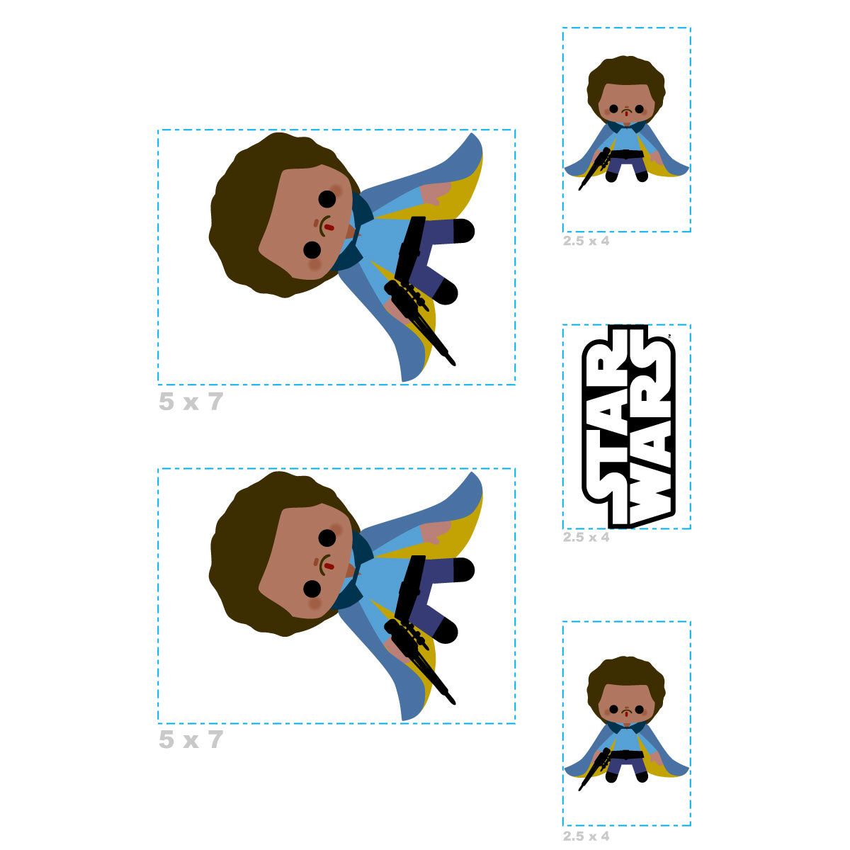 Sheet of 5 -LANDO Minis        - Officially Licensed Star Wars Removable    Adhesive Decal