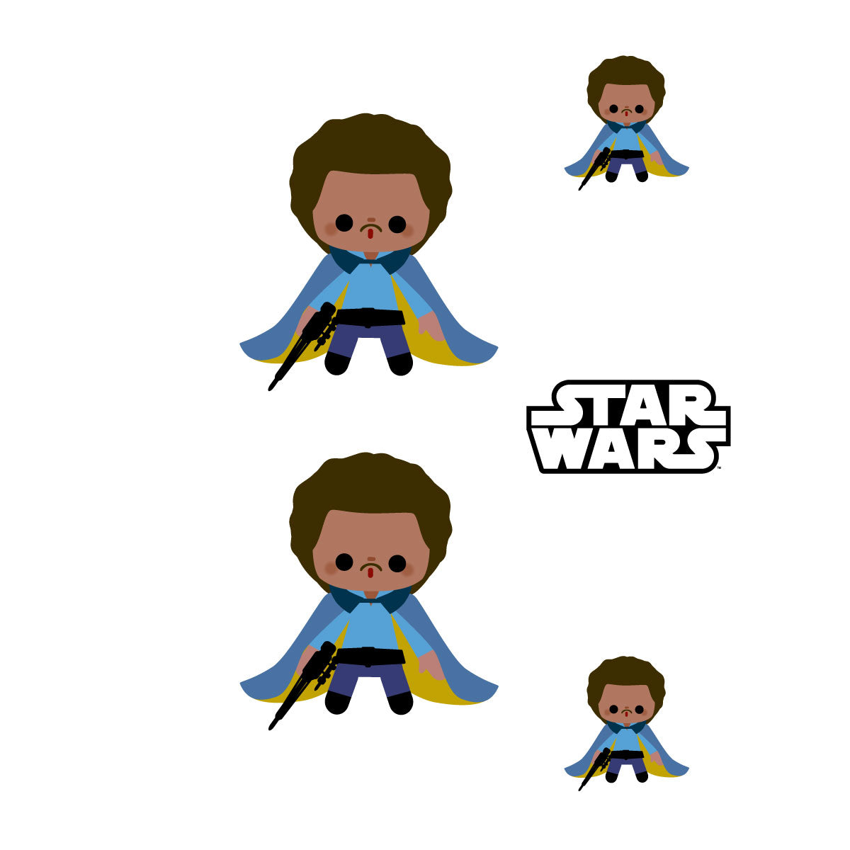 Sheet of 5 -LANDO Minis        - Officially Licensed Star Wars Removable    Adhesive Decal