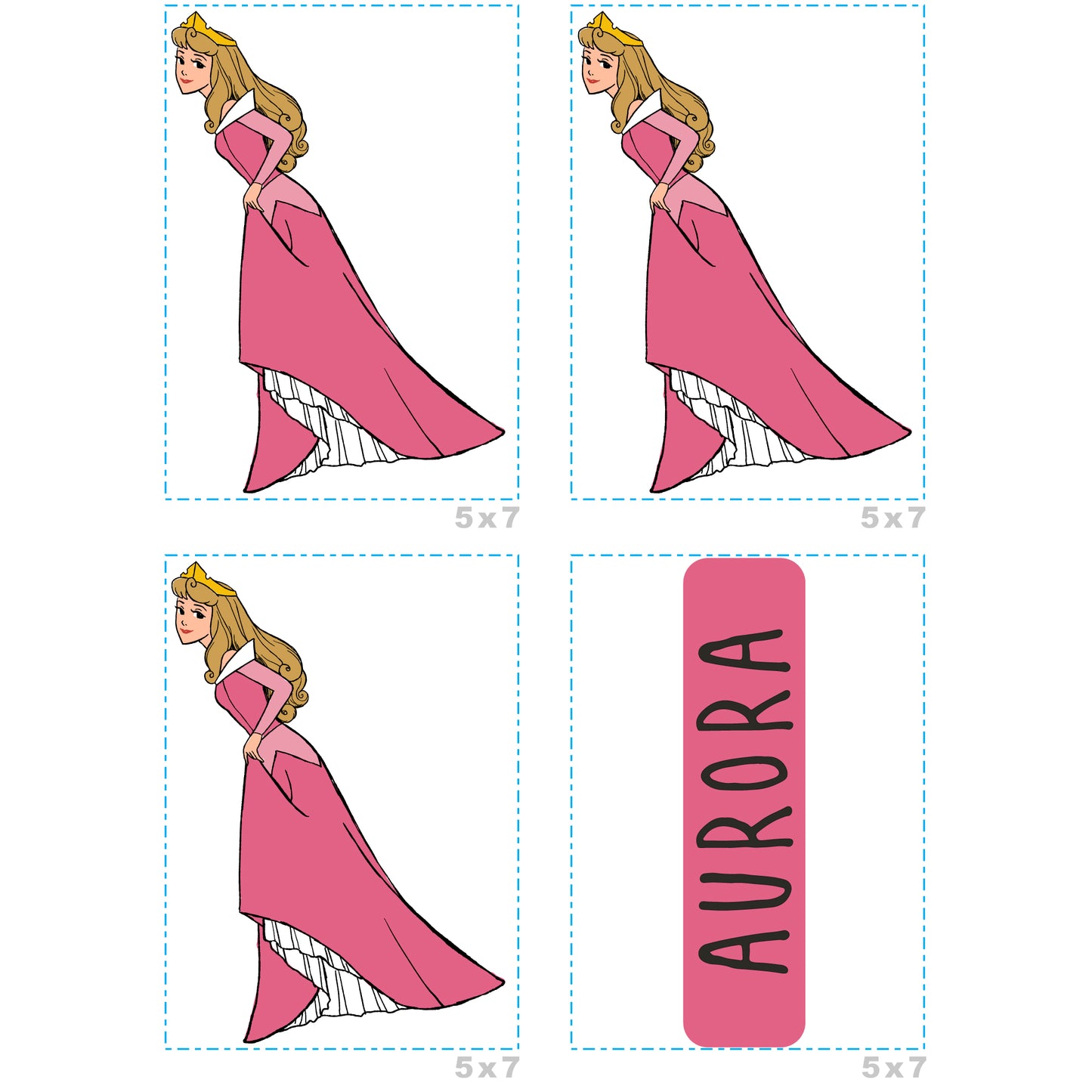 Sheet of 4 -Princesses: Aurora Minis        - Officially Licensed Disney Removable Wall   Adhesive Decal
