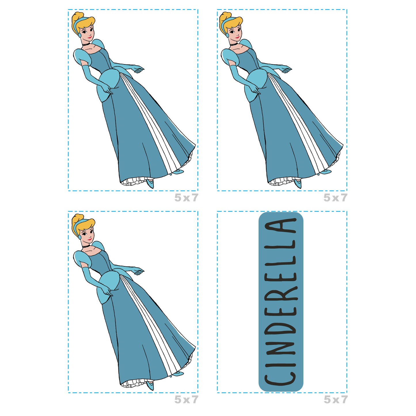 Sheet of 4 -Princesses: Cinderella Minis        - Officially Licensed Disney Removable Wall   Adhesive Decal