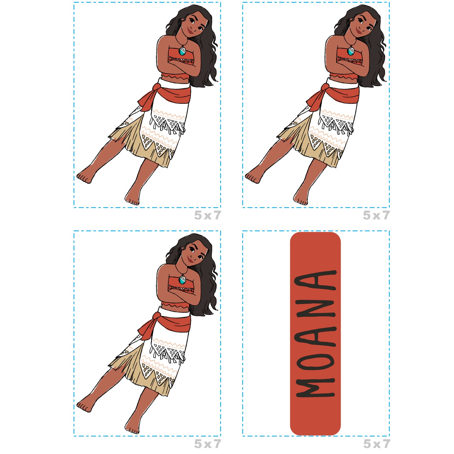 Sheet of 4 -Princesses: Moana Minis        - Officially Licensed Disney Removable Wall   Adhesive Decal