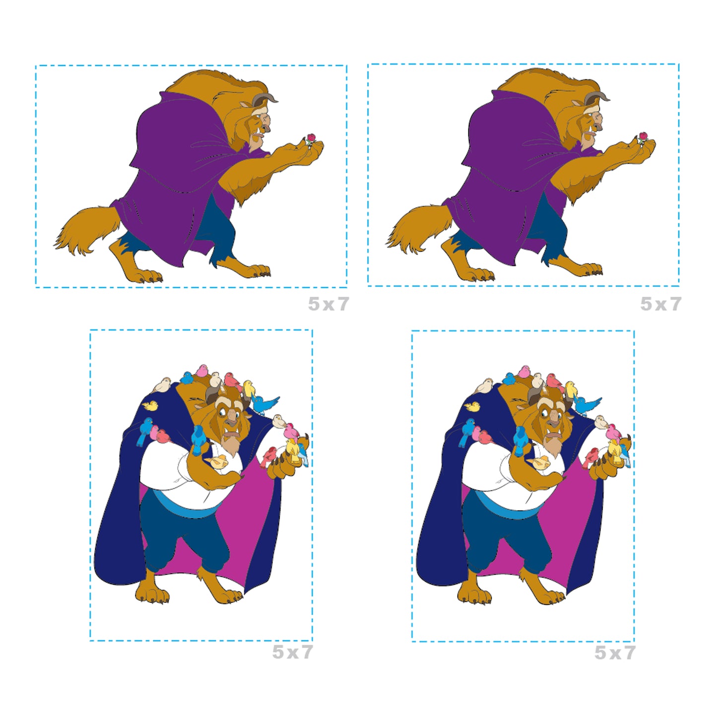 Sheet of 4 -Beauty and the Beast: Beast Minis        - Officially Licensed Disney Removable Wall   Adhesive Decal
