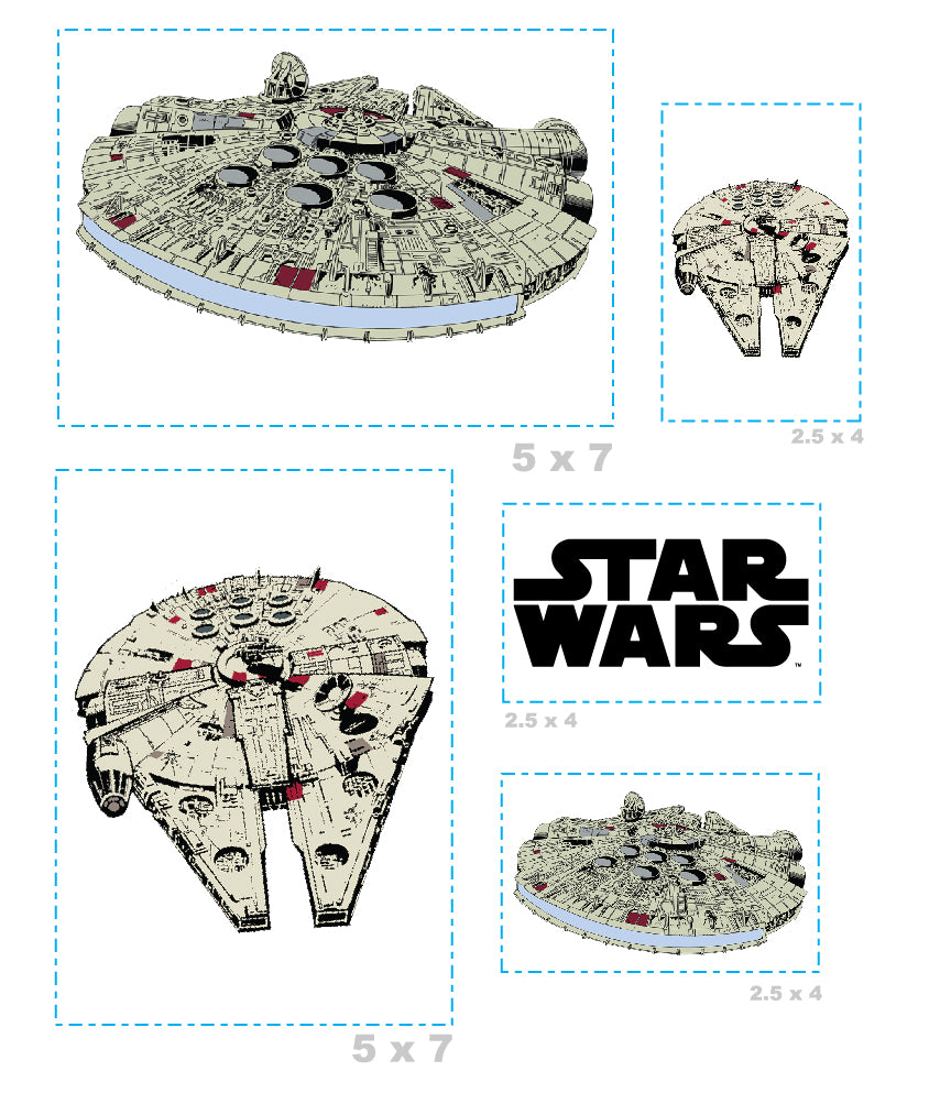 Sheet of 5 - Millenium Falcon Minis        - Officially Licensed Star Wars Removable    Adhesive Decal