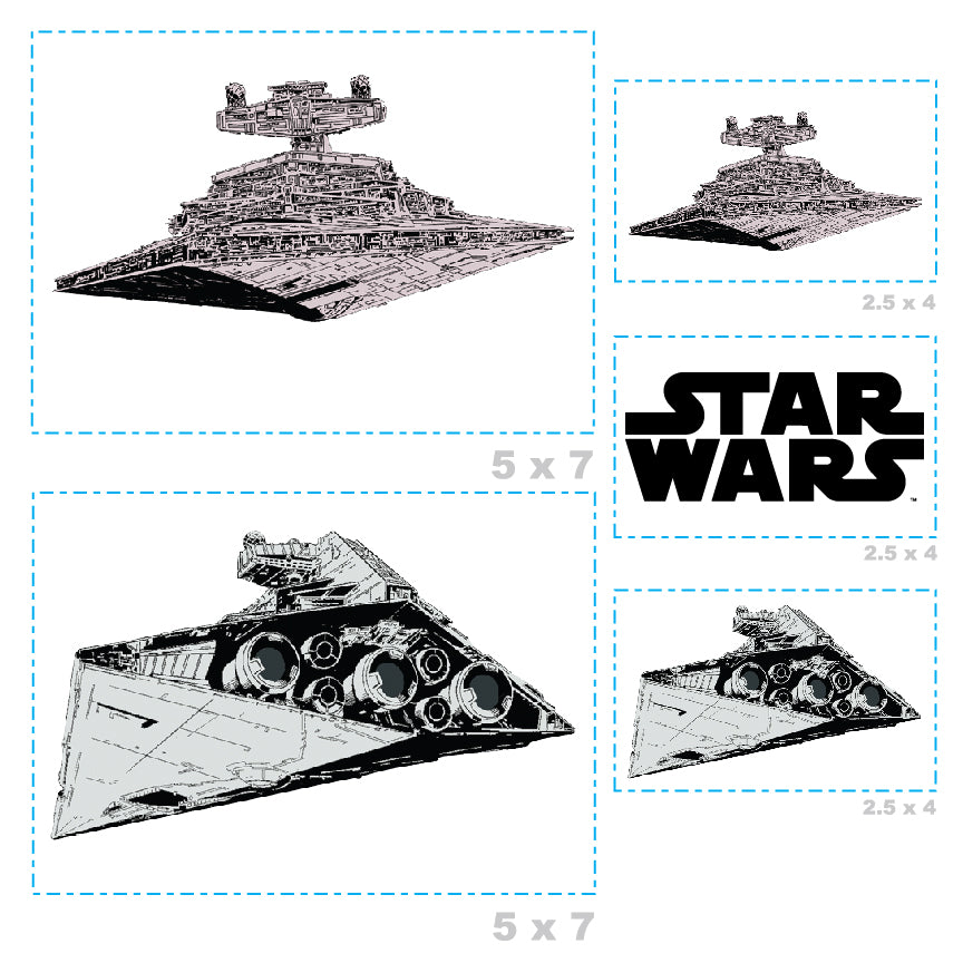 Sheet of 5 - Star Destroyer Minis        - Officially Licensed Star Wars Removable    Adhesive Decal