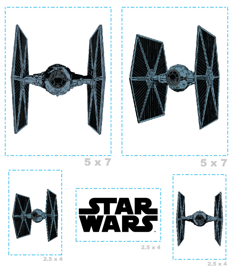 Sheet of 5 - Tie Fighter Minis        - Officially Licensed Star Wars Removable    Adhesive Decal
