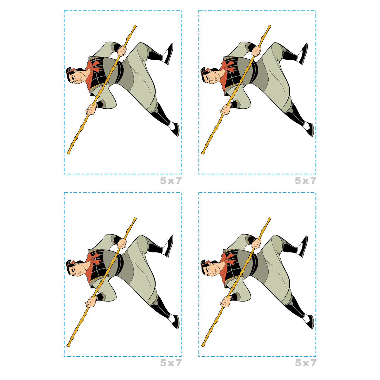 Sheet of 4 -Mulan: Shang Minis        - Officially Licensed Disney Removable Wall   Adhesive Decal