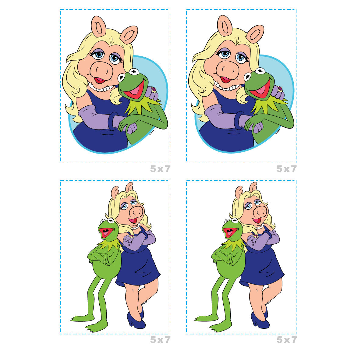 Sheet of 4 -Sheet of 4 -The Muppets: Kermit & Ms. Piggy Minis - Officially Licensed Disney Removable Adhesive Decal