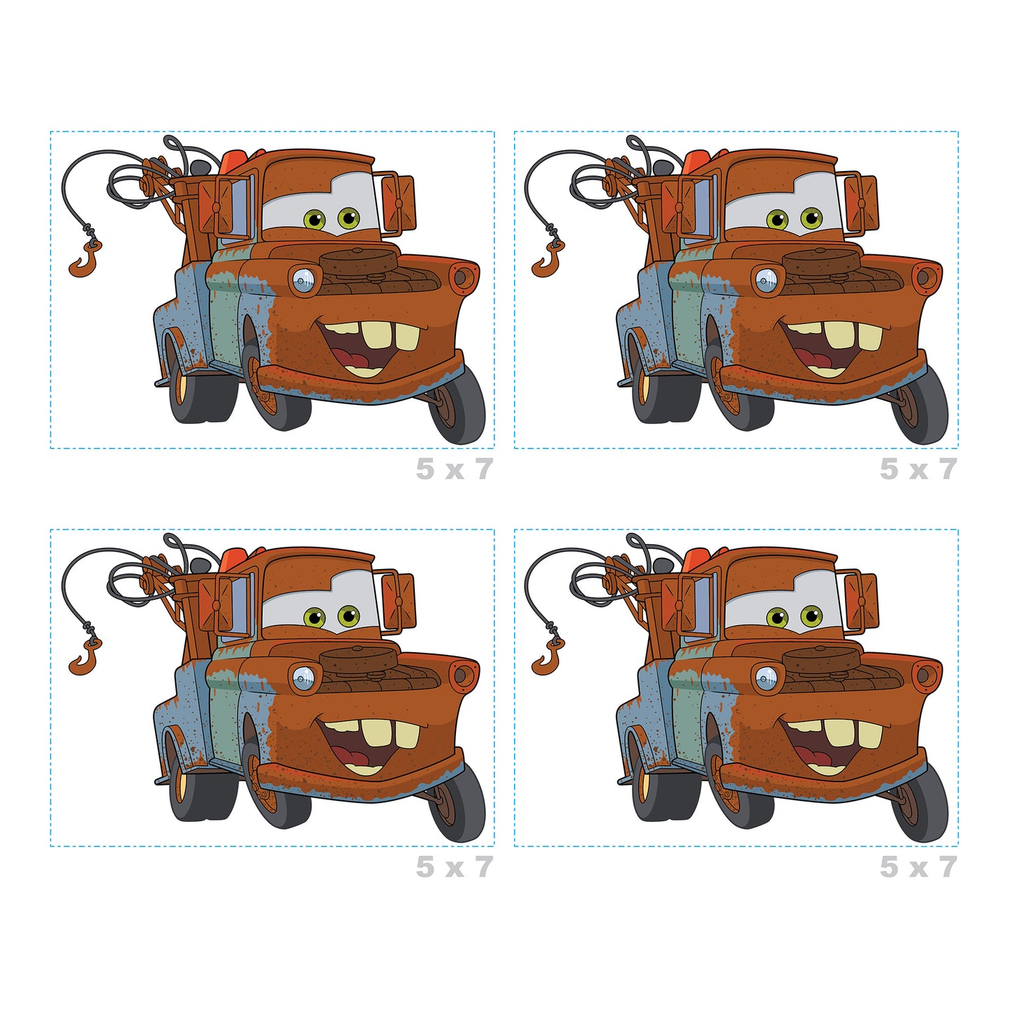 Sheet of 4 -Cars: Mater Minis - Officially Licensed Disney Removable Adhesive Decal