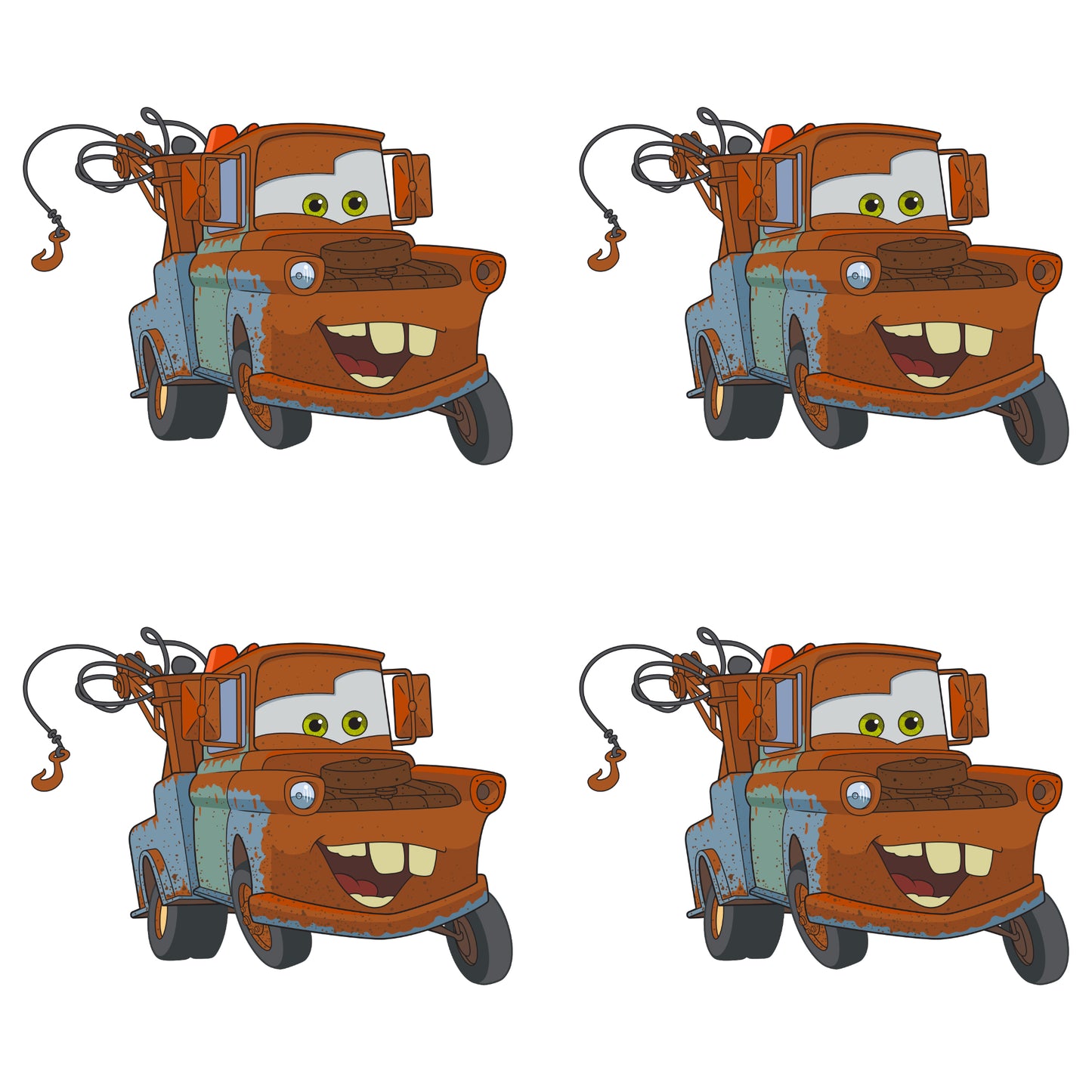 Sheet of 4 -Cars: Mater Minis - Officially Licensed Disney Removable Adhesive Decal