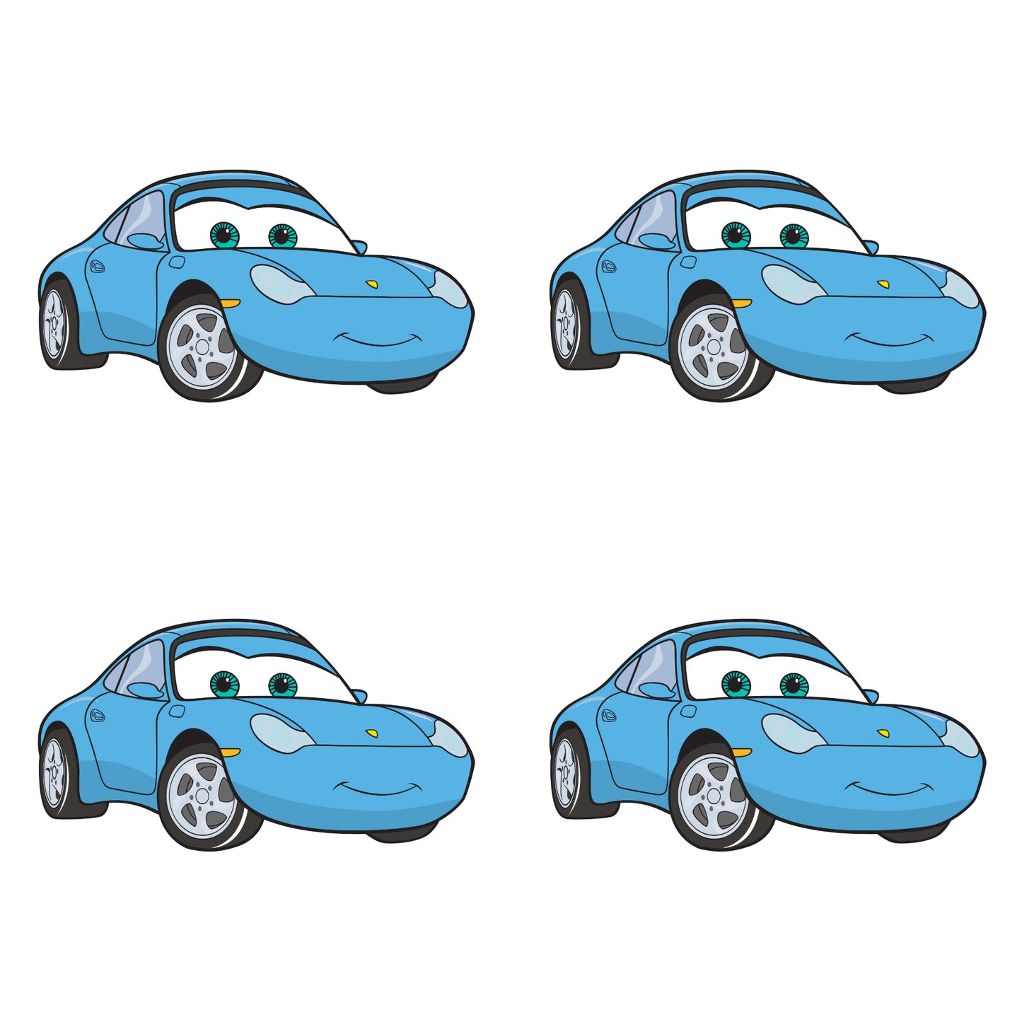 Sheet of 4 -Cars: Sally Minis - Officially Licensed Disney Removable Adhesive Decal