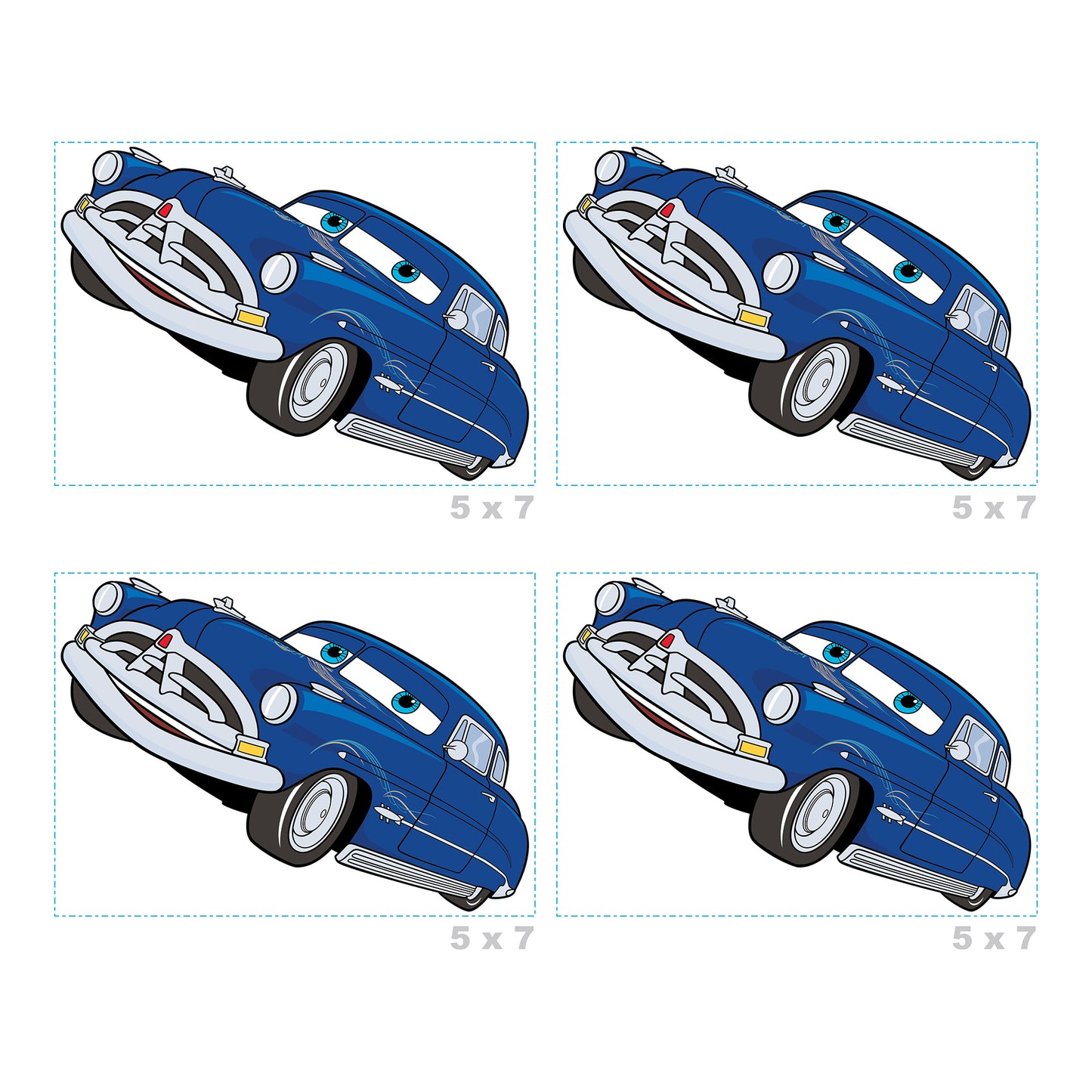 Sheet of 4 -Cars: Doc Hudson Minis - Officially Licensed Disney Removable Adhesive Decal