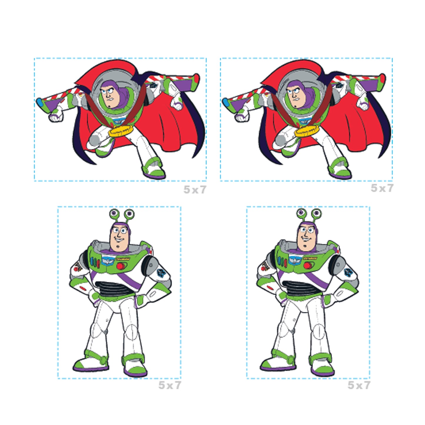 Sheet of 4 -Toy Story: Buzz Minis        - Officially Licensed Disney Removable Wall   Adhesive Decal