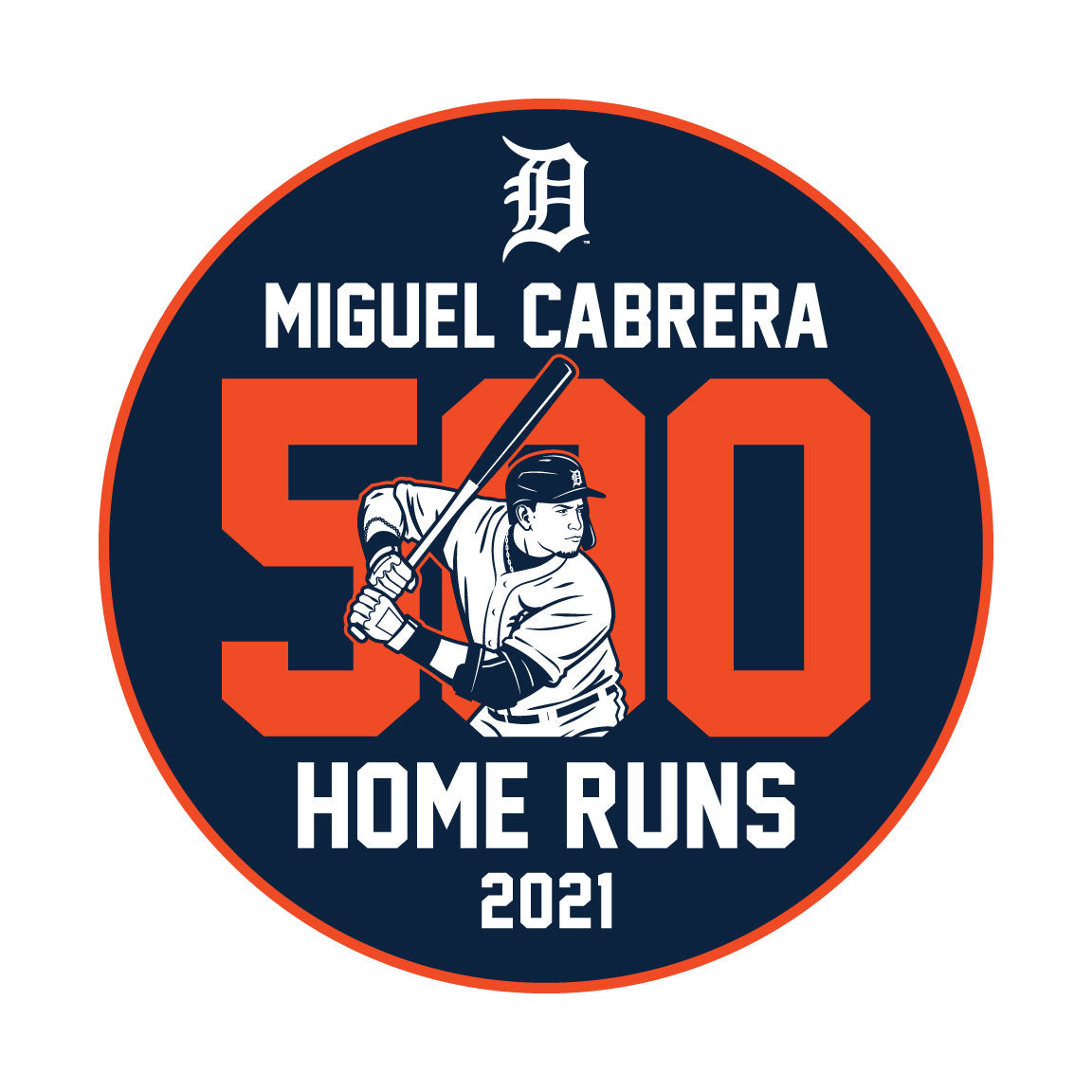 Sheet of 5 -Detroit Tigers: Miguel Cabrera 500 Home Runs Logo Minis - Officially Licensed MLB Removable Adhesive Decal