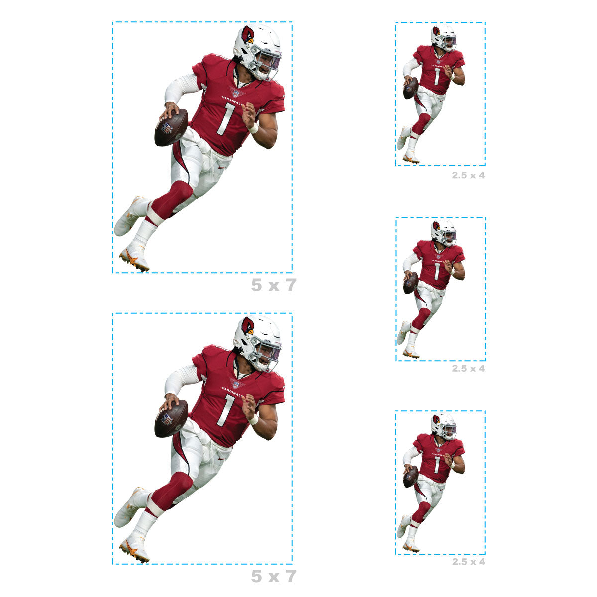Sheet of 5 -Arizona Cardinals: Kyler Murray Player MINIS - Officially Licensed NFL Removable Adhesive Decal