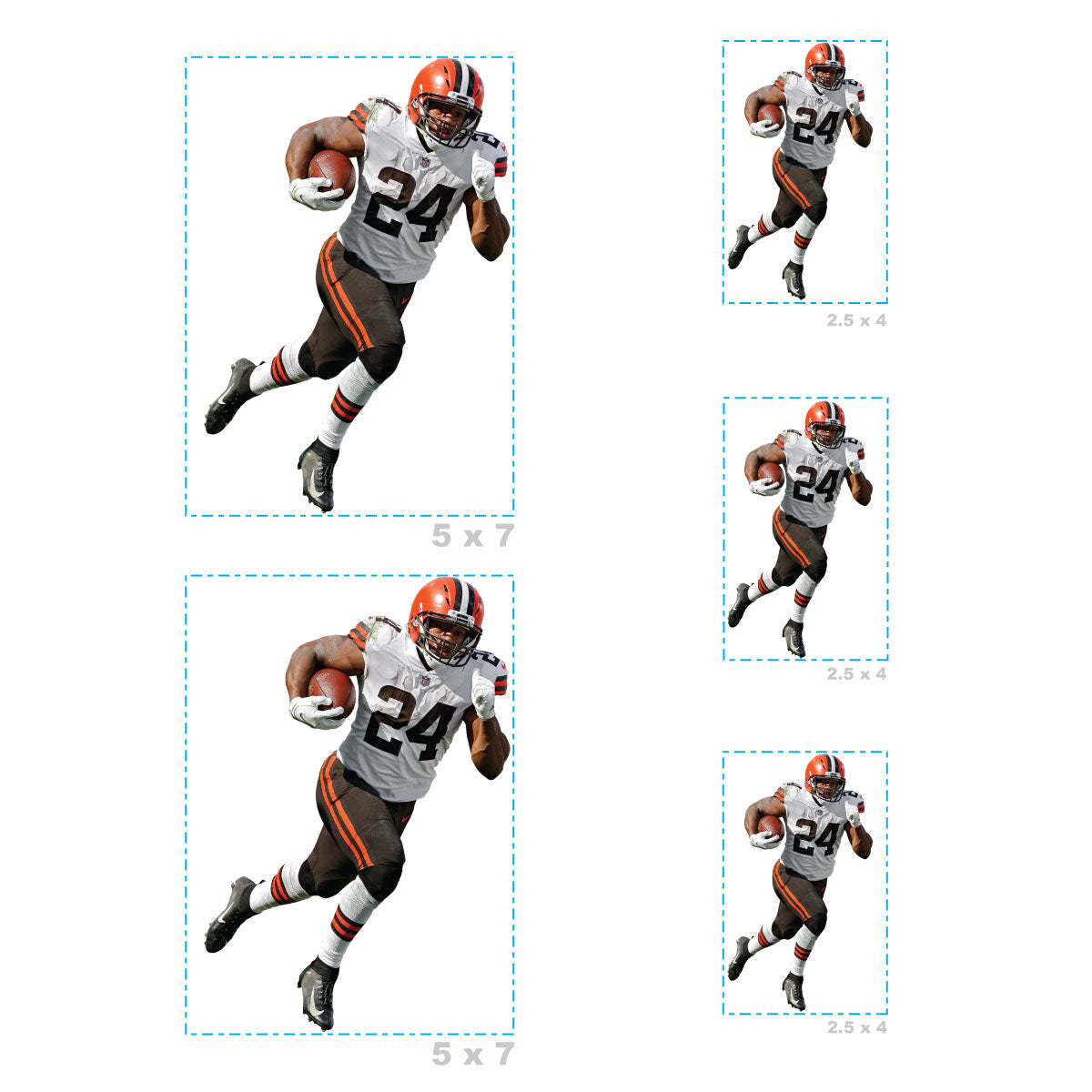 Sheet of 5 -Cleveland Browns: Nick Chubb Player MINIS - Officially Licensed NFL Removable Adhesive Decal