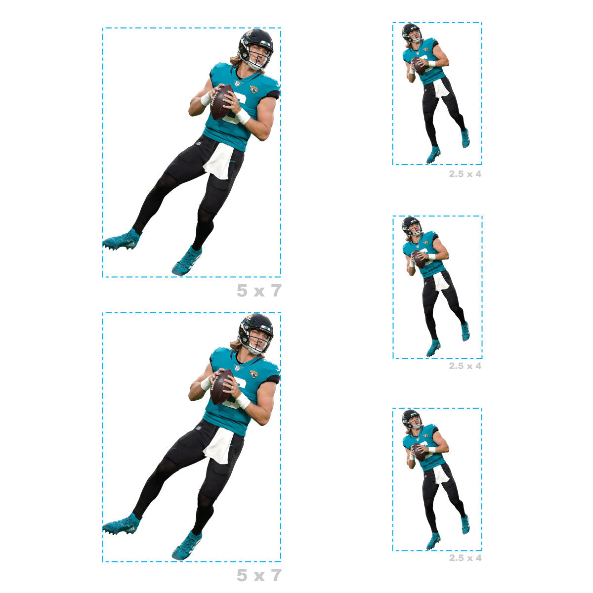 Sheet of 5 -Jacksonville Jaguars: Trevor Lawrence Player MINIS - Officially Licensed NFL Removable Adhesive Decal