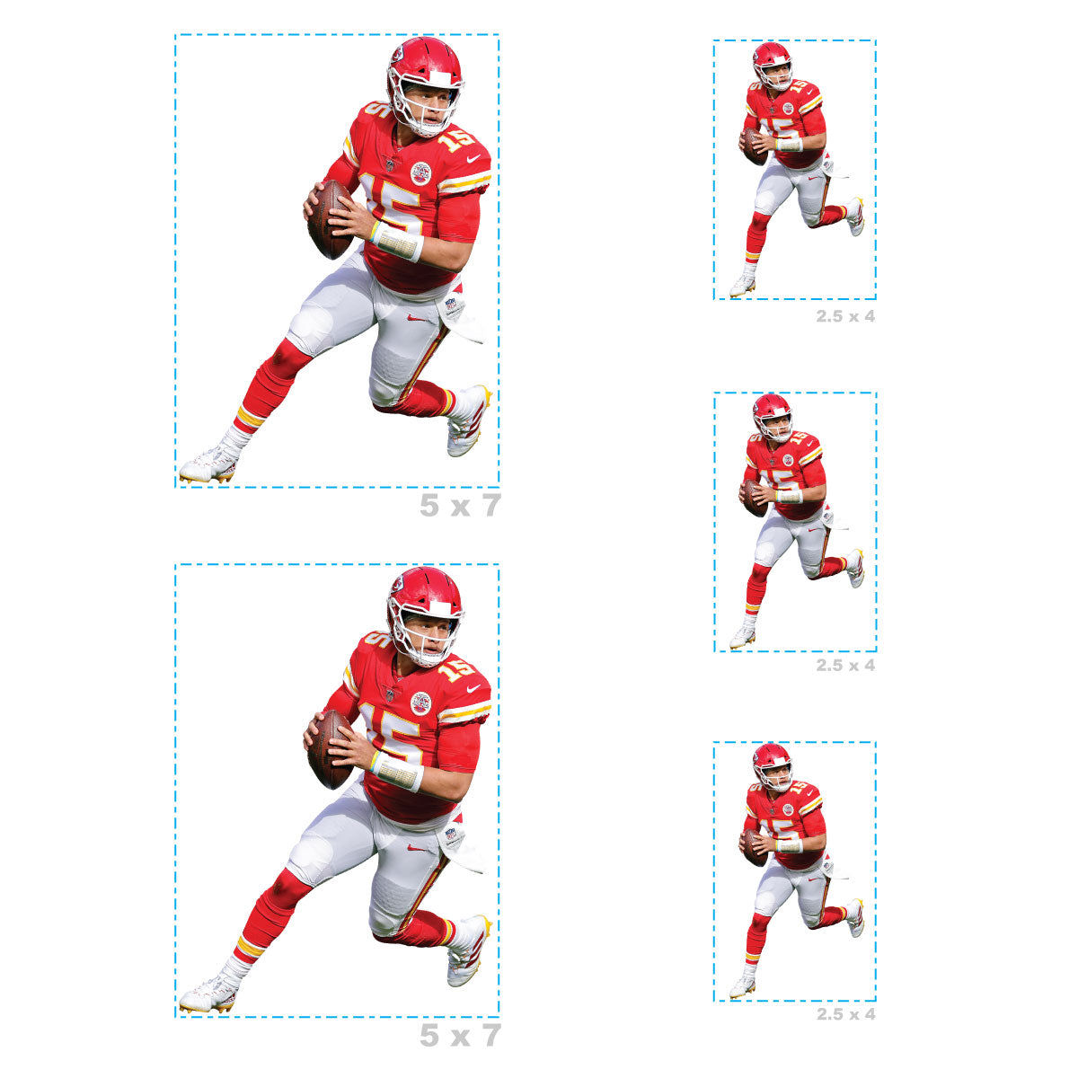 Sheet of 5 -Kansas City Chiefs: Patrick Mahomes II Player MINIS - Officially Licensed NFL Removable Adhesive Decal