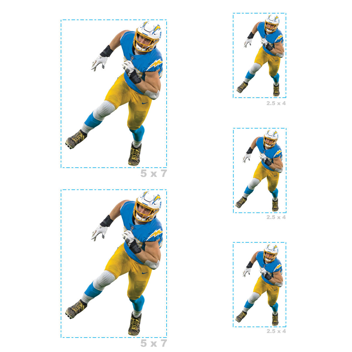 Sheet of 5 -Los Angeles Chargers: Joey Bosa Player MINIS - Officially Licensed NFL Removable Adhesive Decal