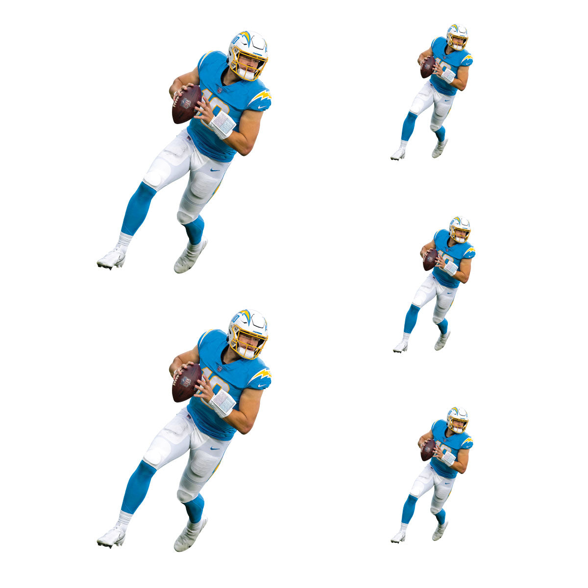 Sheet of 5 -Los Angeles Chargers: Justin Herbert Player MINIS - Officially Licensed NFL Removable Adhesive Decal