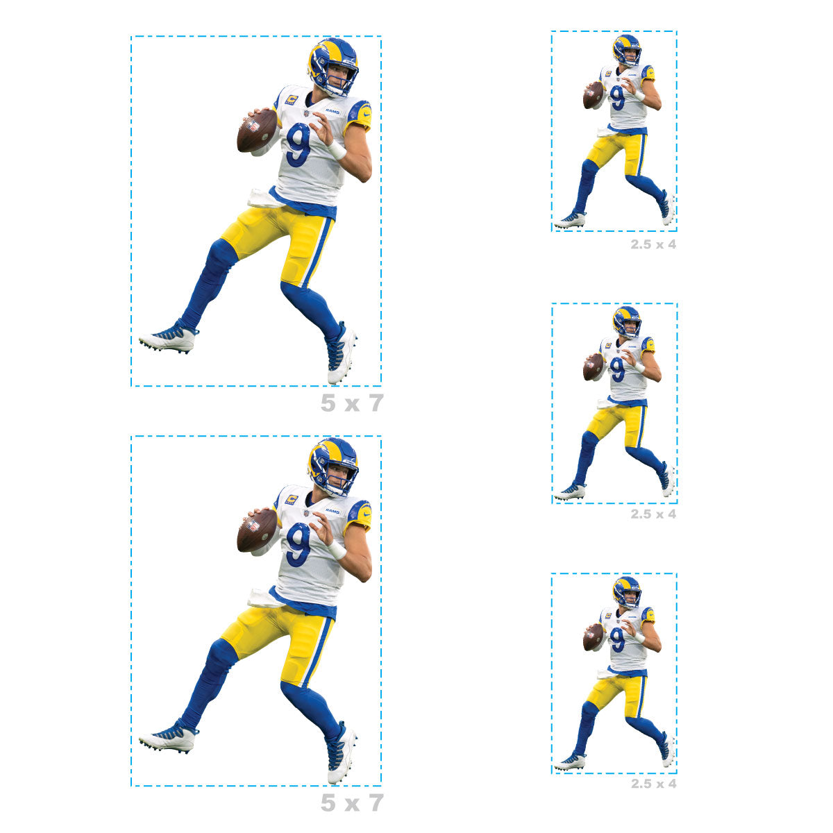 Sheet of 5 -Los Angeles Rams: Matthew Stafford Player MINIS - Officially Licensed NFL Removable Adhesive Decal