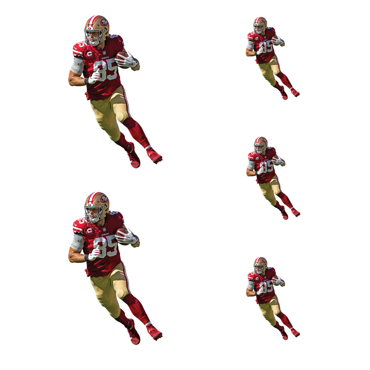 Sheet of 5 -San Francisco 49ers: George Kittle Player MINIS - Officially Licensed NFL Removable Adhesive Decal