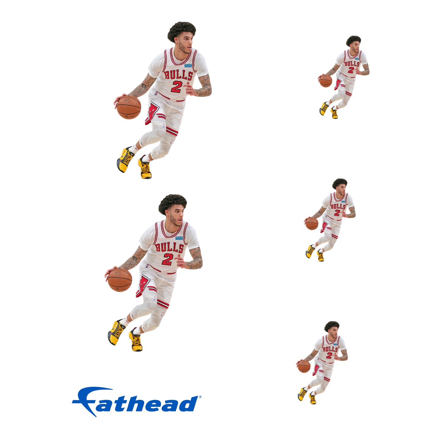 Sheet of 5 -Chicago Bulls: Lonzo Ball MINIS - Officially Licensed NBA Removable Adhesive Decal