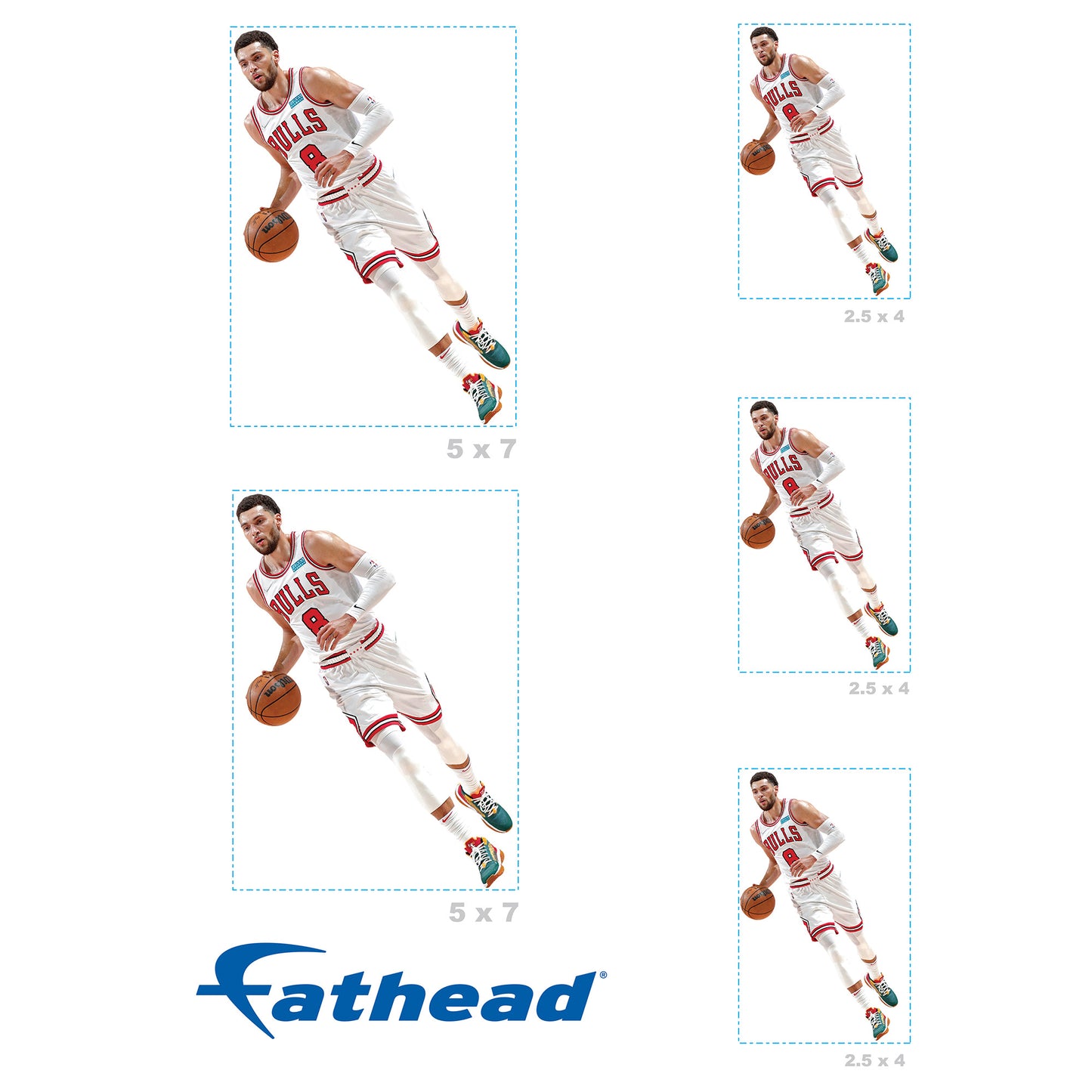 Sheet of 5 -Chicago Bulls: Zach LaVine MINIS - Officially Licensed NBA Removable Adhesive Decal