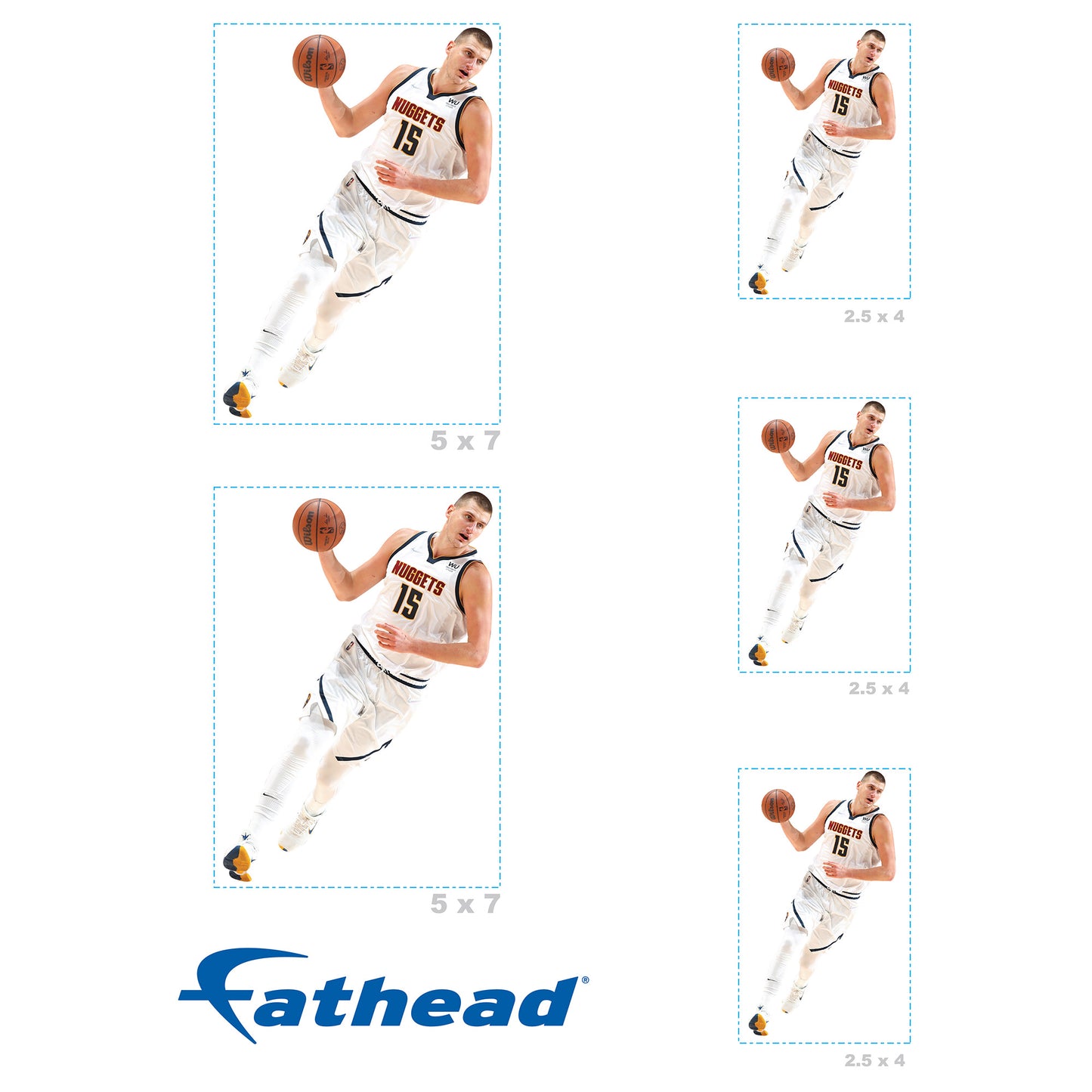 Sheet of 5 -Denver Nuggets: Nikola Jokić MINIS - Officially Licensed NBA Removable Adhesive Decal