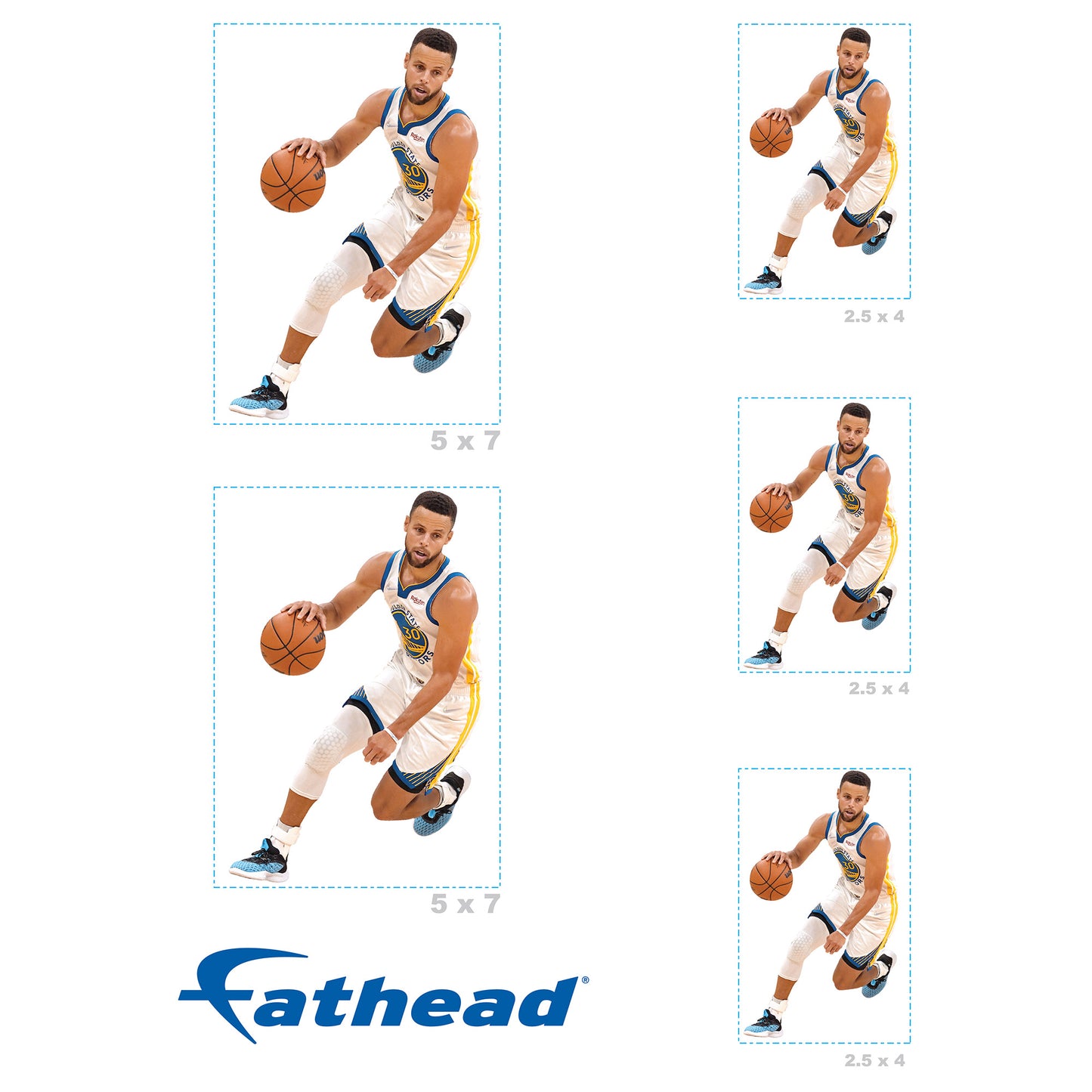Sheet of 5 -Golden State Warriors: Stephen Curry MINIS - Officially Licensed NBA Removable Adhesive Decal