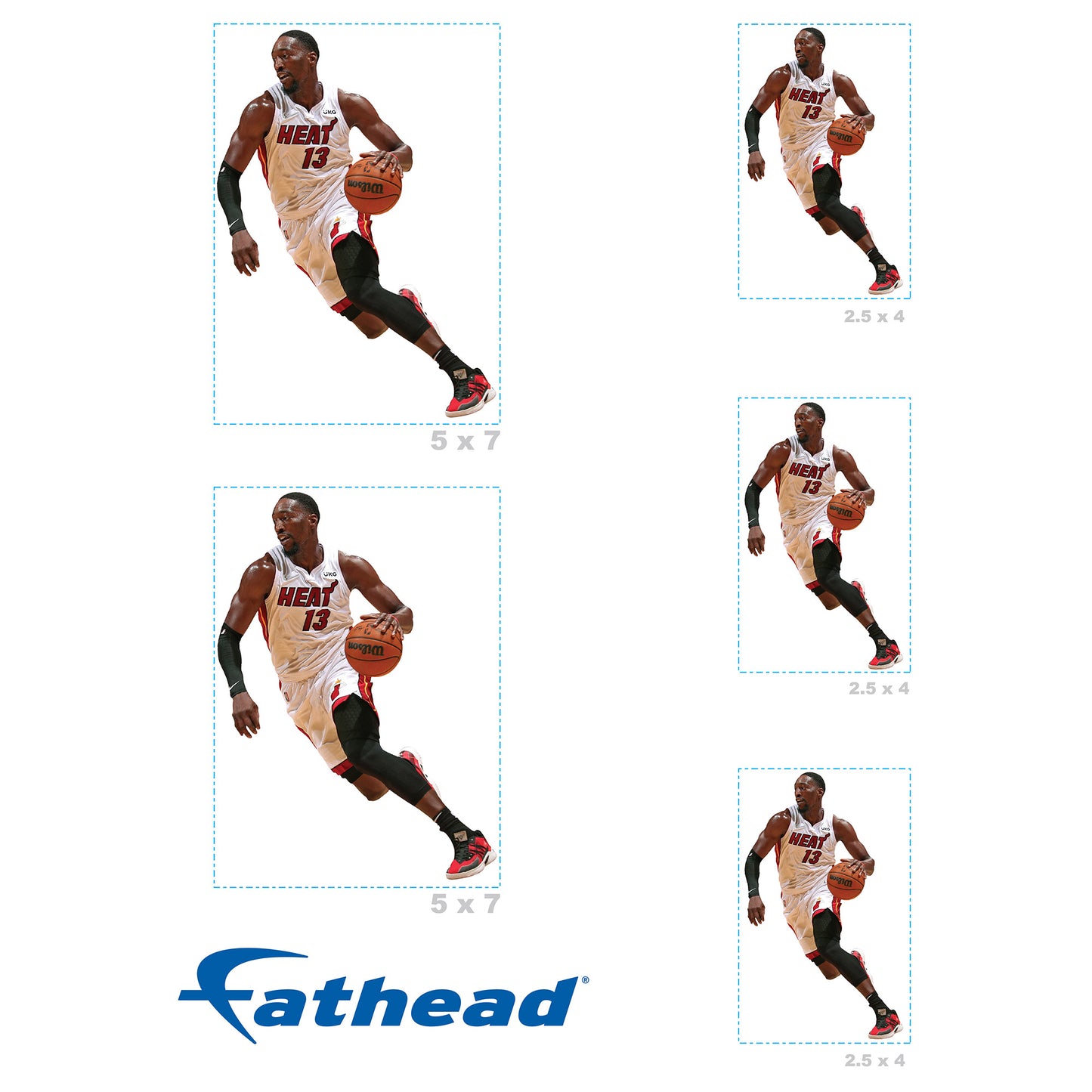 Sheet of 5 -Miami Heat: Bam Adebayo MINIS - Officially Licensed NBA Removable Adhesive Decal