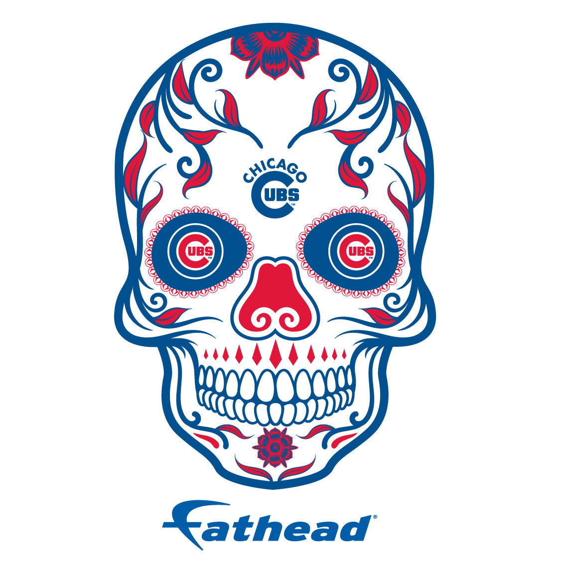 Sheet of 5 -Chicago Cubs: Skull Minis - Officially Licensed MLB Removable Adhesive Decal