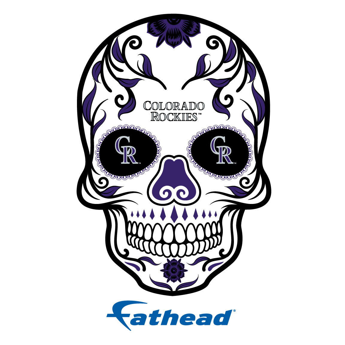 Sheet of 5 -Colorado Rockies: Skull Minis - Officially Licensed MLB Removable Adhesive Decal