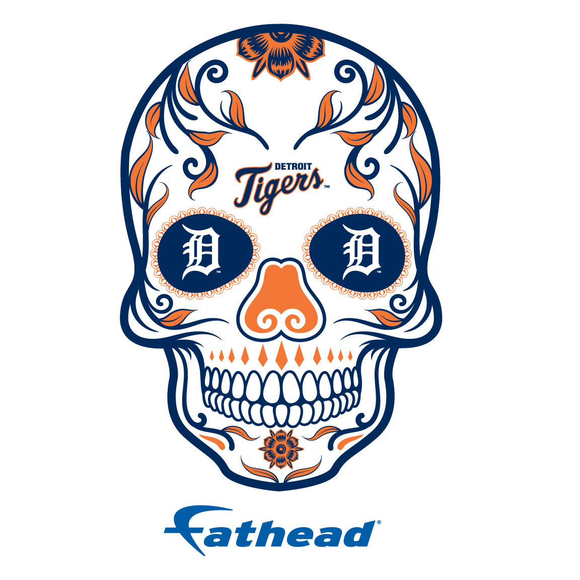 Sheet of 5 -Detroit Tigers: Skull Minis - Officially Licensed MLB Removable Adhesive Decal