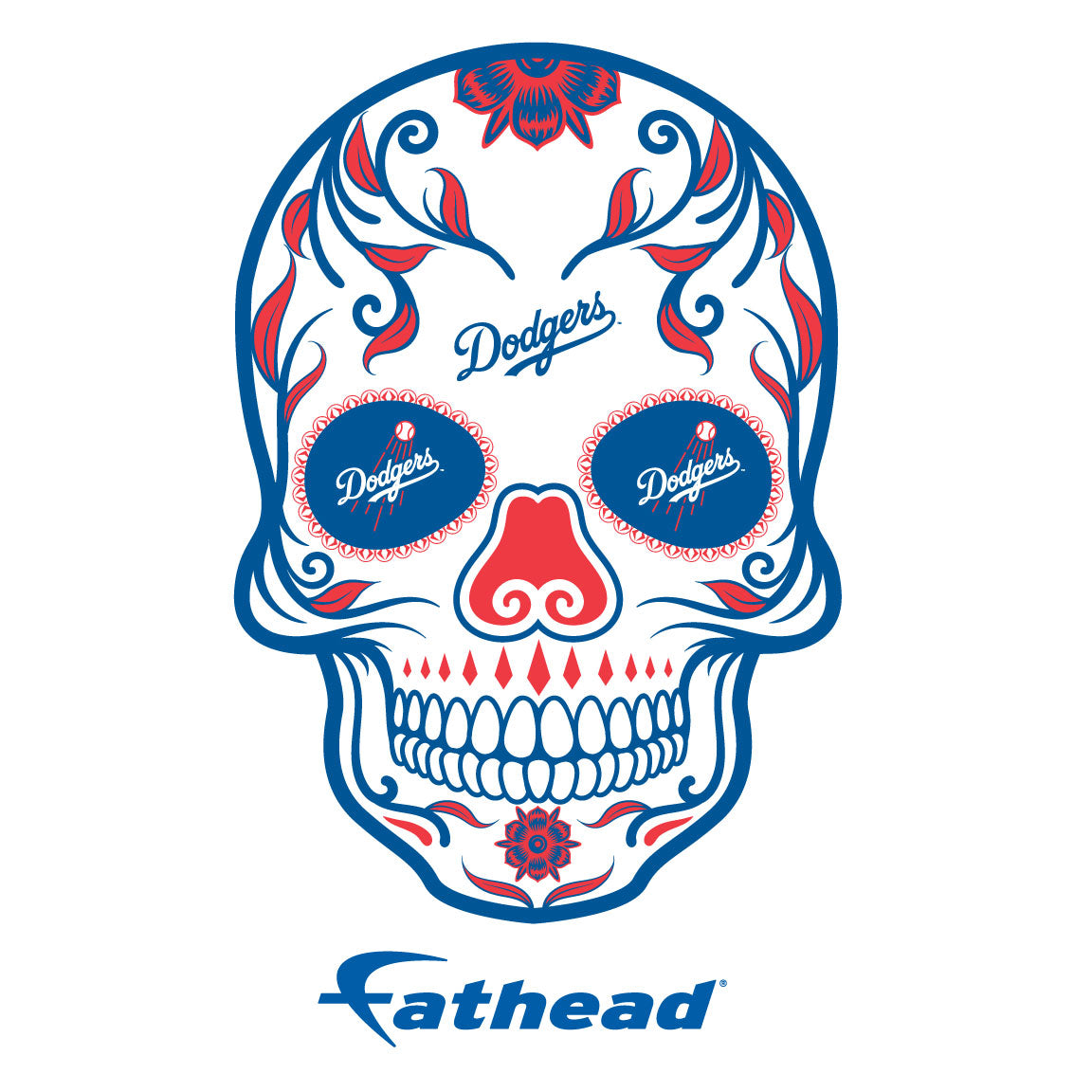 Sheet of 5 -Los Angeles Dodgers: Skull Minis - Officially Licensed MLB Removable Adhesive Decal