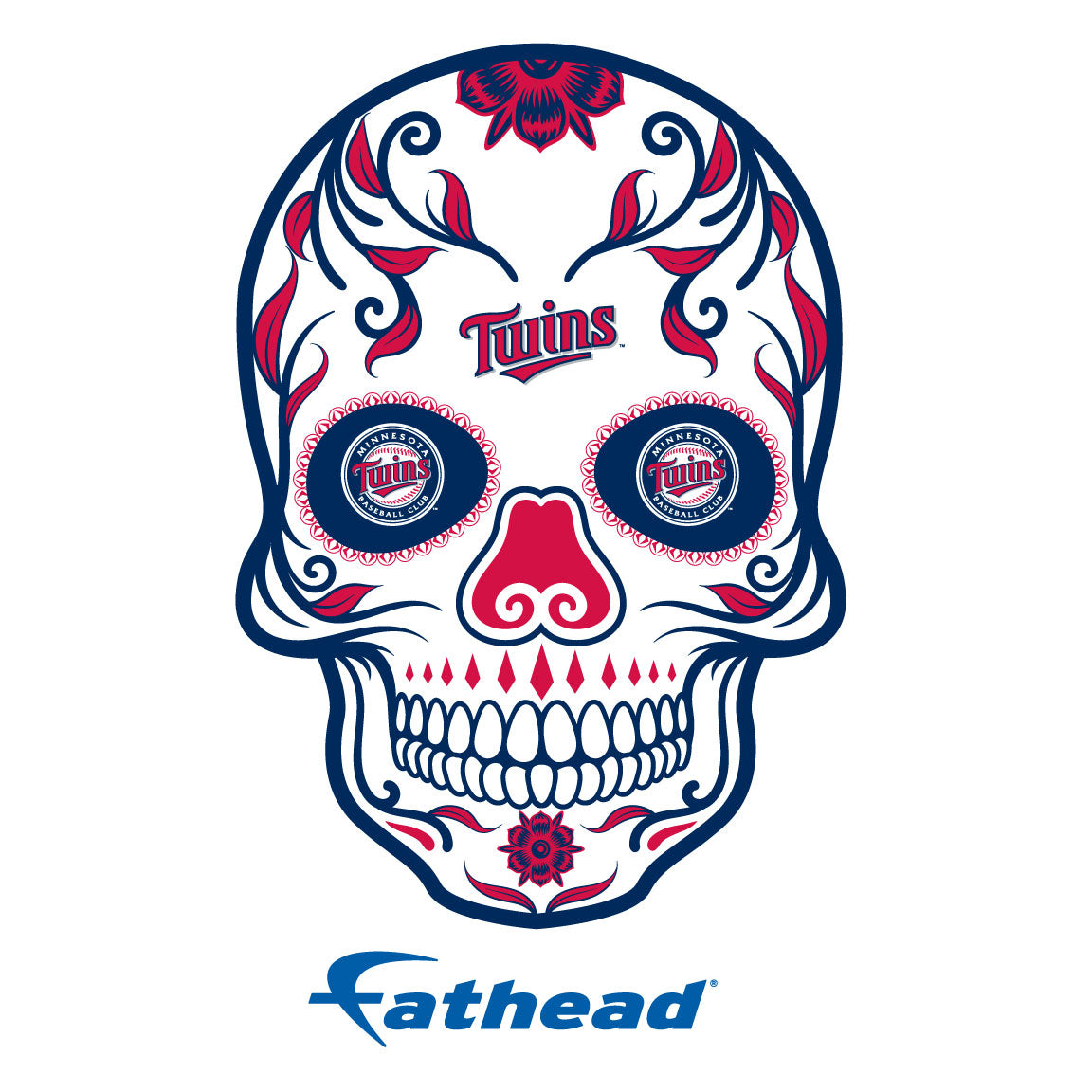 Sheet of 5 -Minnesota Twins: Skull Minis - Officially Licensed MLB Removable Adhesive Decal