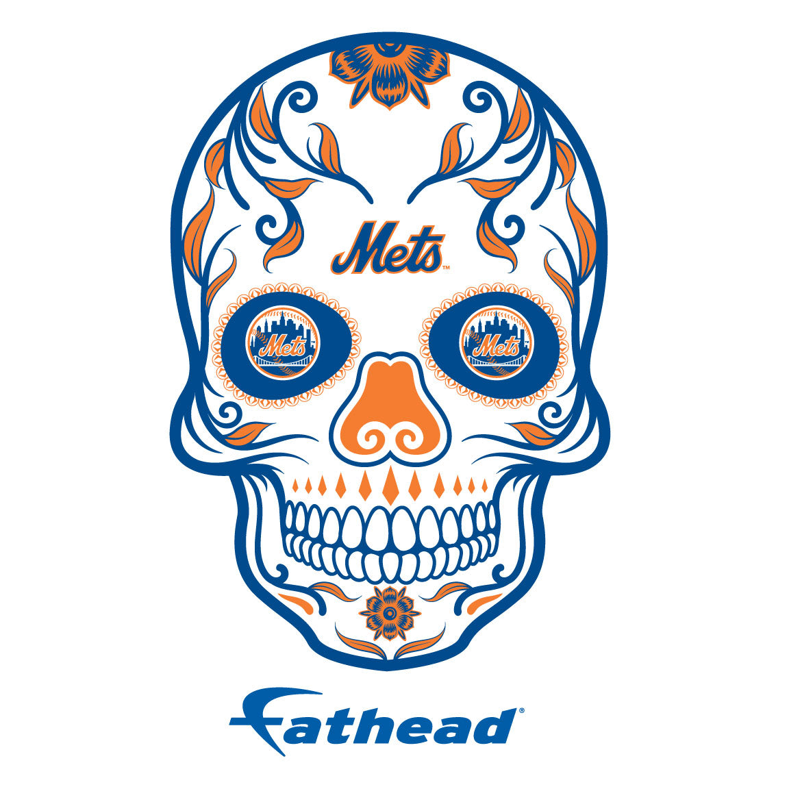 Sheet of 5 -New York Mets: Skull Minis - Officially Licensed MLB Removable Adhesive Decal