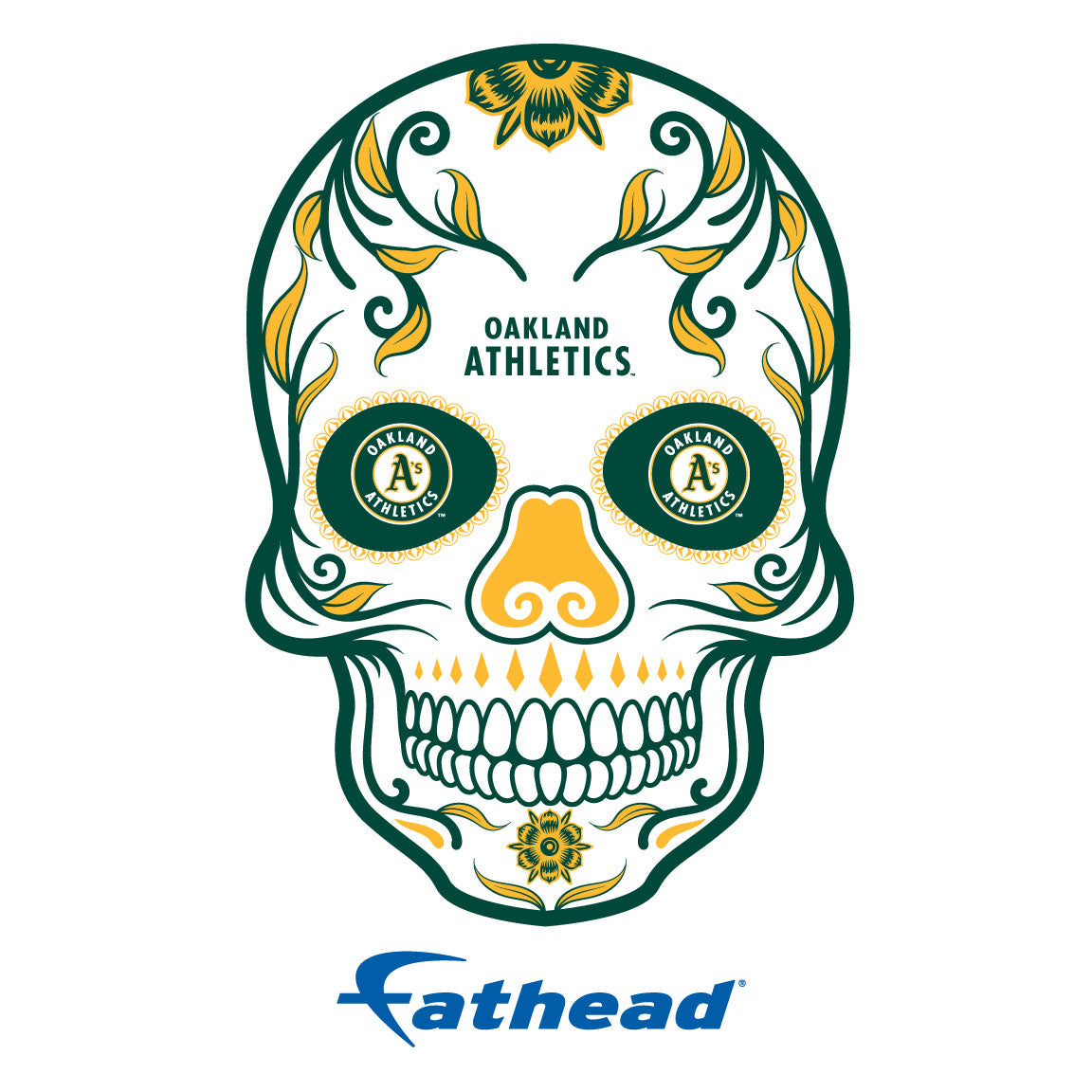 Sheet of 5 -Oakland Athletics: Skull Minis - Officially Licensed MLB Removable Adhesive Decal