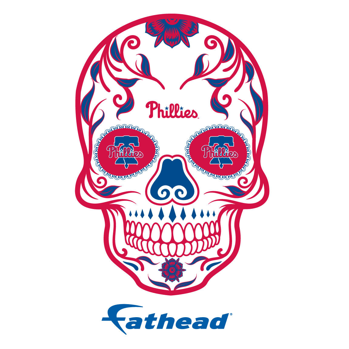 Sheet of 5 -Philadelphia Phillies: Skull Minis - Officially Licensed MLB Removable Adhesive Decal