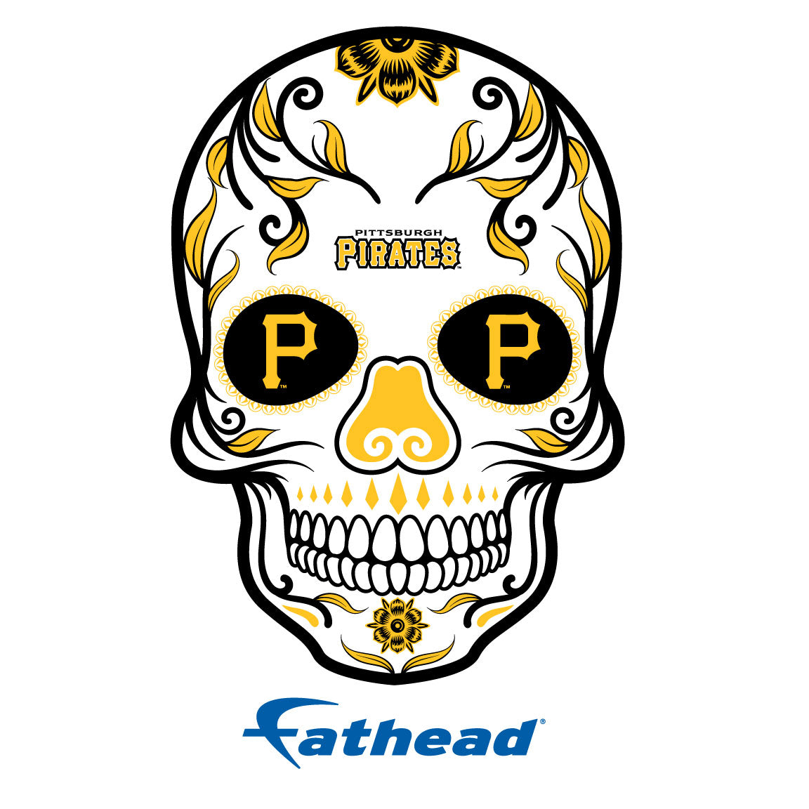 Sheet of 5 -Pittsburgh Pirates: Skull Minis - Officially Licensed MLB Removable Adhesive Decal