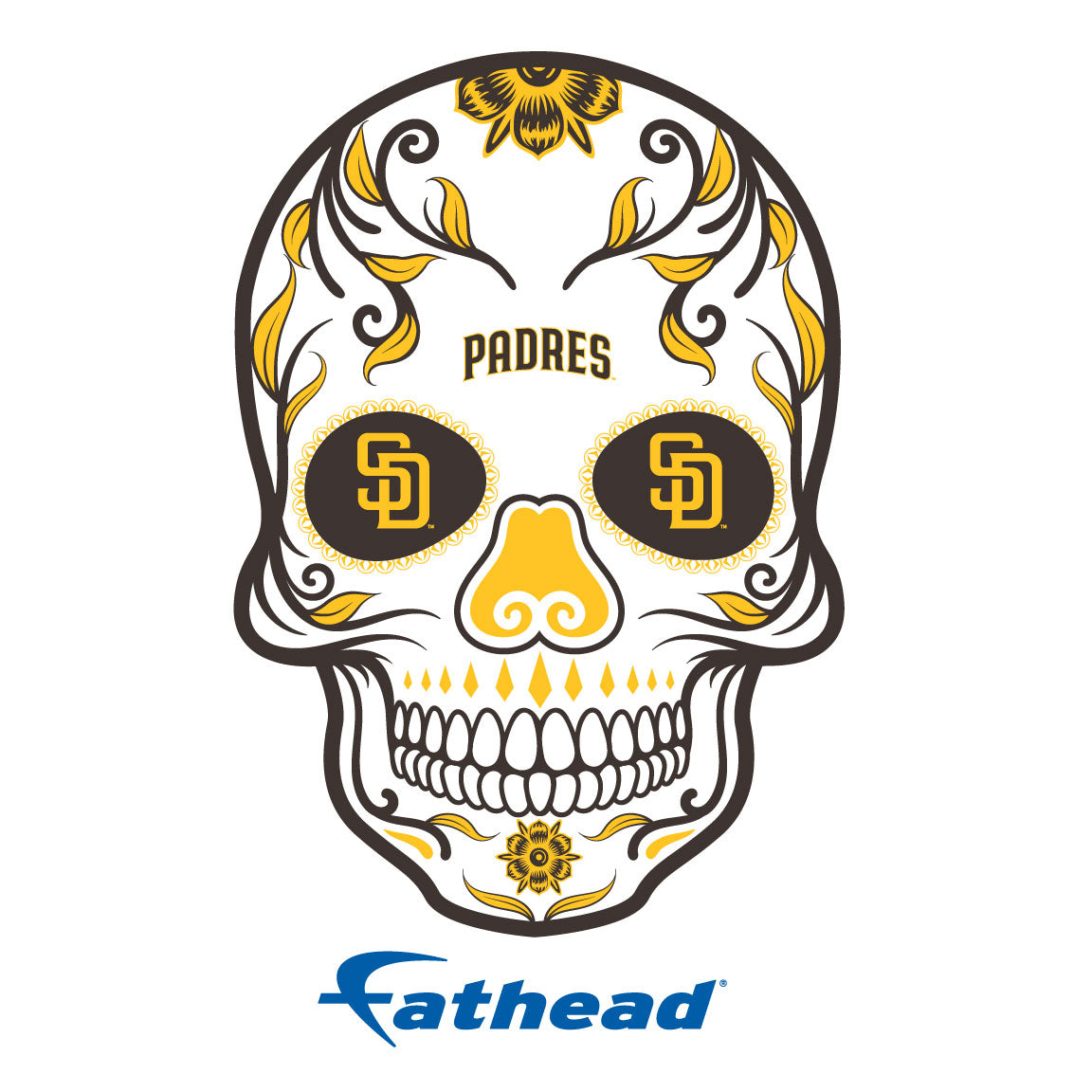 Sheet of 5 -San Diego Padres: Skull Minis - Officially Licensed MLB Removable Adhesive Decal