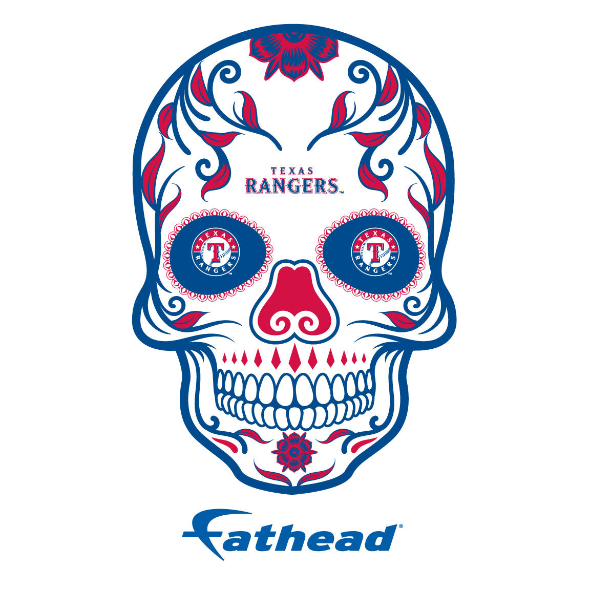Sheet of 5 -Texas Rangers: Skull Minis - Officially Licensed MLB Removable Adhesive Decal