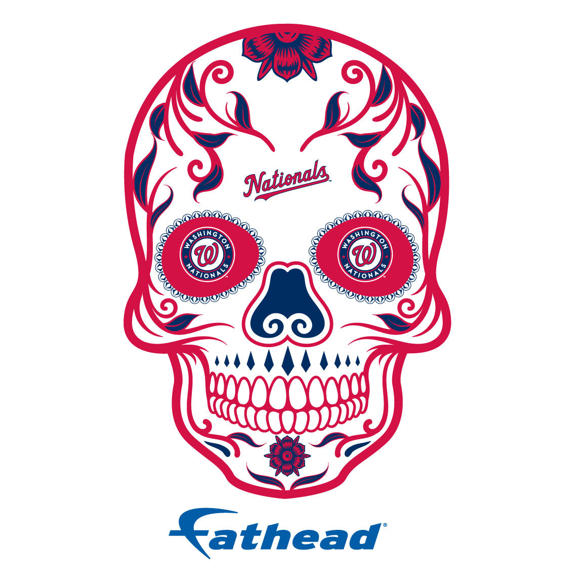 Sheet of 5 -Washington Nationals: Skull Minis - Officially Licensed MLB Removable Adhesive Decal