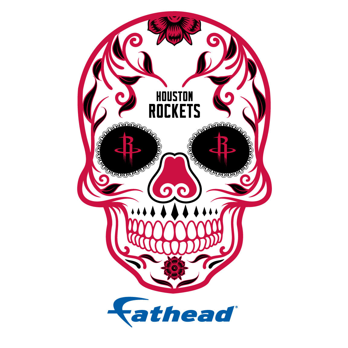 Sheet of 5 -Houston Rockets: Skull Minis - Officially Licensed NBA Removable Adhesive Decal