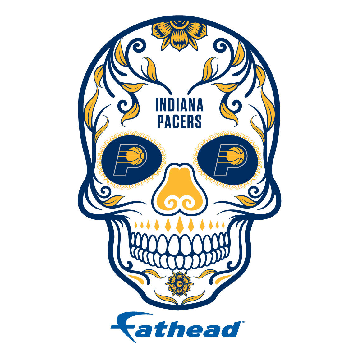 Sheet of 5 -Indiana Pacers: Skull Minis - Officially Licensed NBA Removable Adhesive Decal