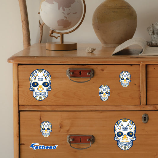 Sheet of 5 -Indiana Pacers: Skull Minis - Officially Licensed NBA Removable Adhesive Decal