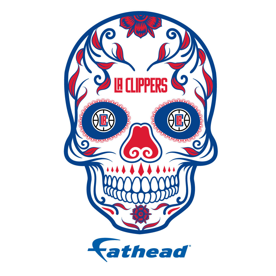 Sheet of 5 -Los Angeles Clippers: Skull Minis - Officially Licensed NBA Removable Adhesive Decal