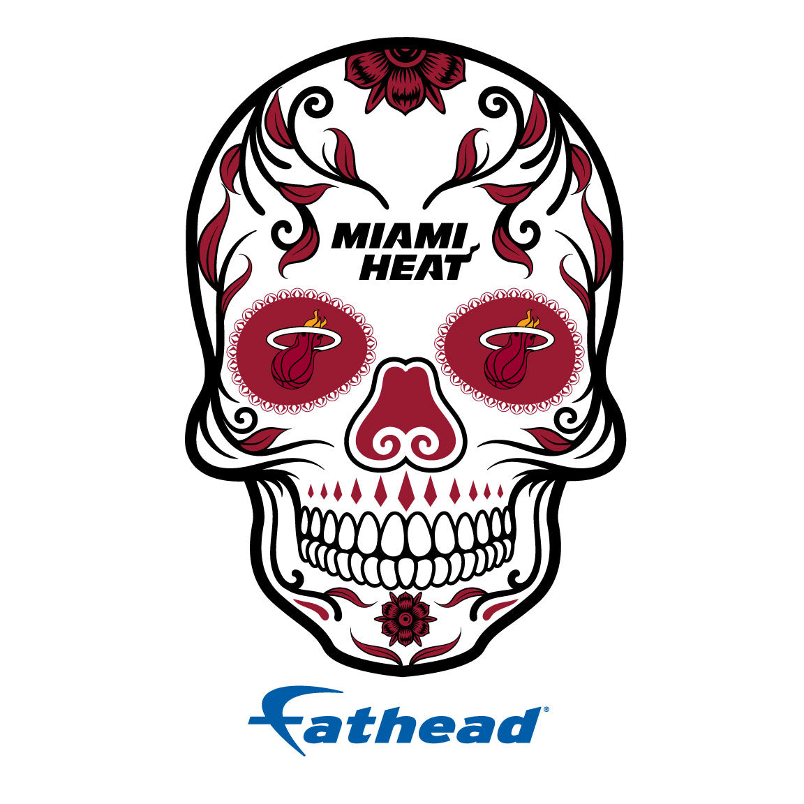 Sheet of 5 -Miami Heat: Skull Minis - Officially Licensed NBA Removable Adhesive Decal
