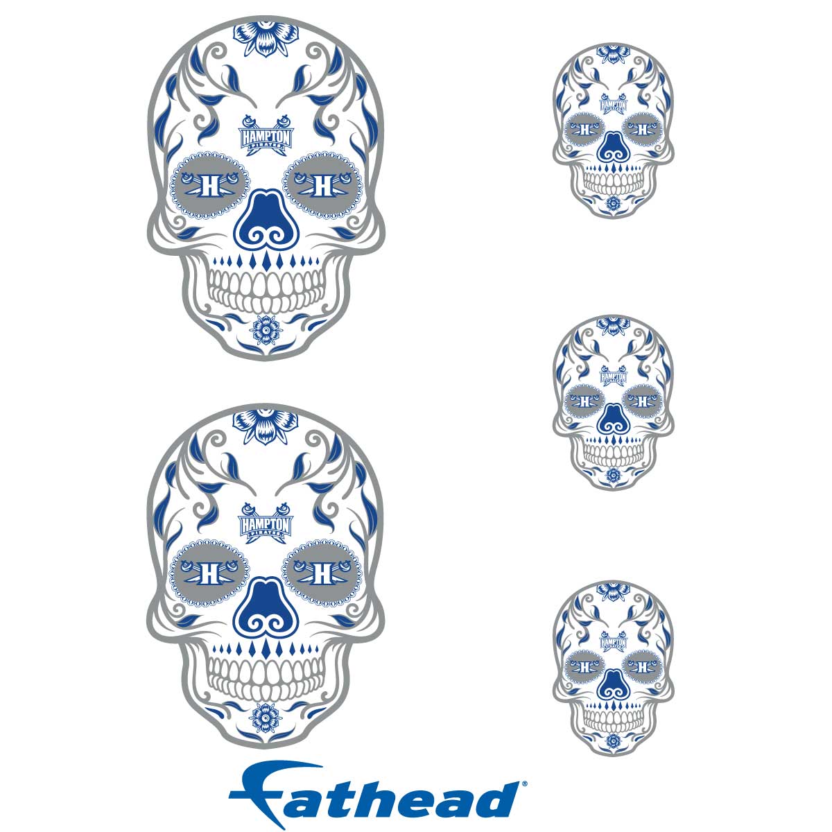 Sheet of 5 -Hampton Pirates: Skull Minis - Officially Licensed NCAA Removable Adhesive Decal