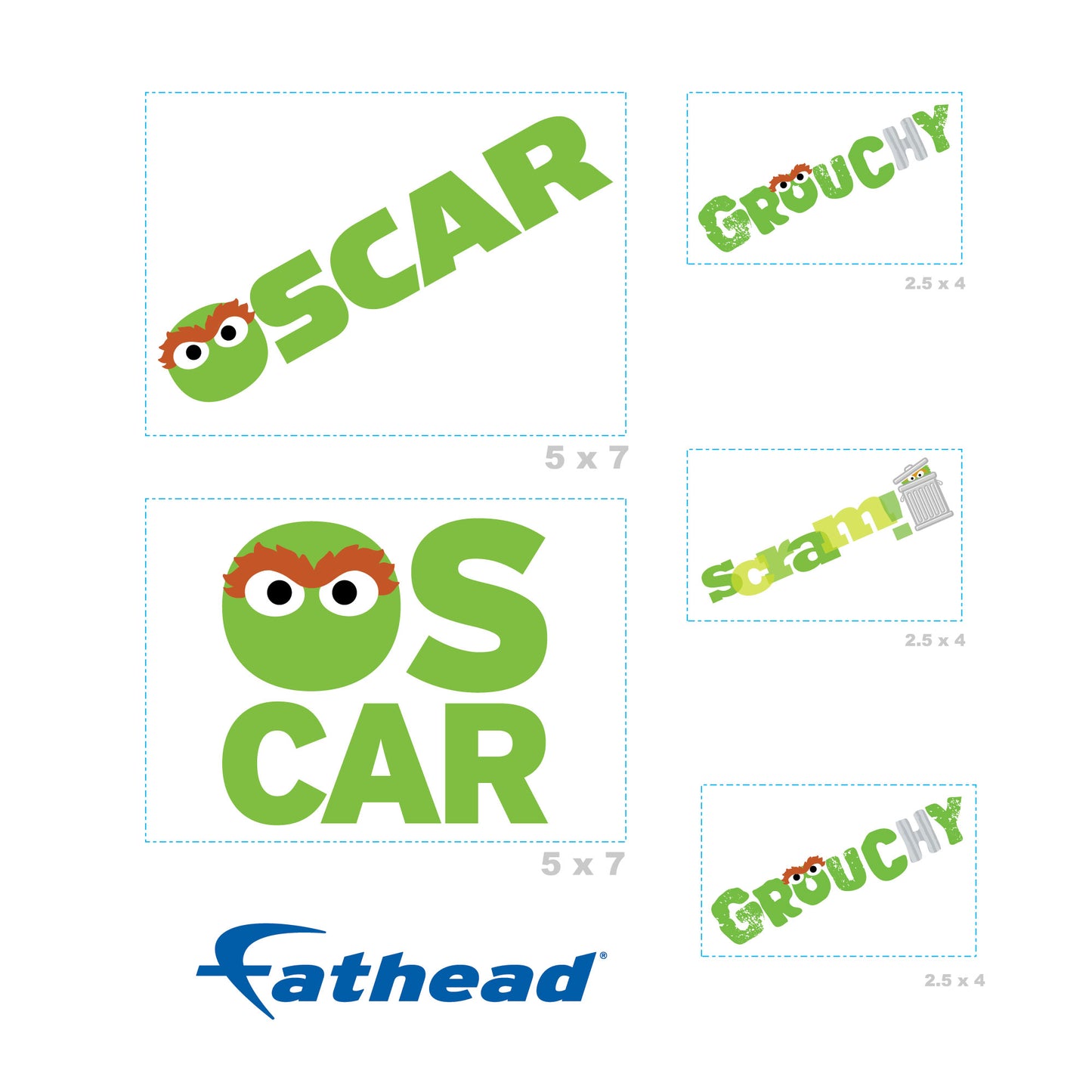 Oscar The Grouch Typography Minis - Officially Licensed Sesame Street Removable Adhesive Decal