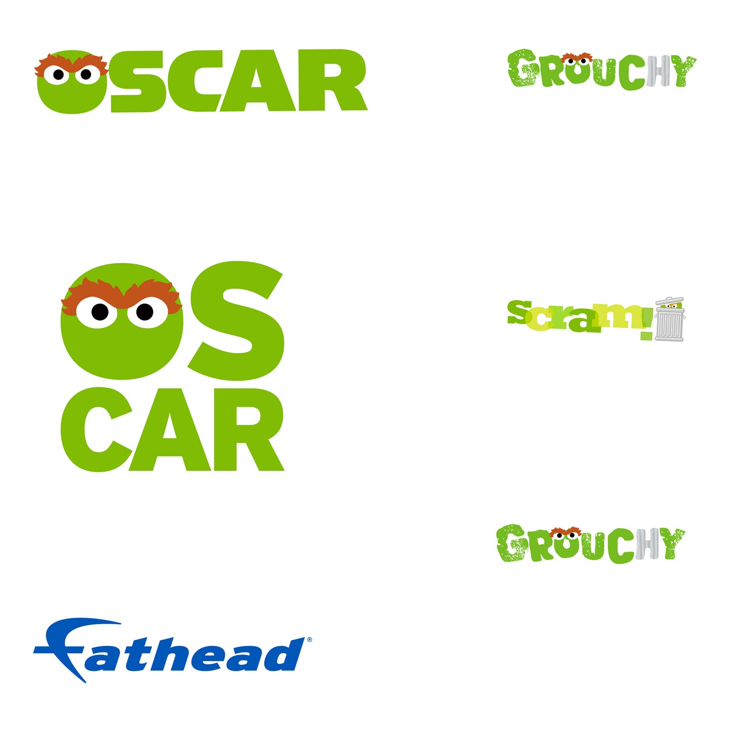 Oscar The Grouch Typography Minis - Officially Licensed Sesame Street Removable Adhesive Decal